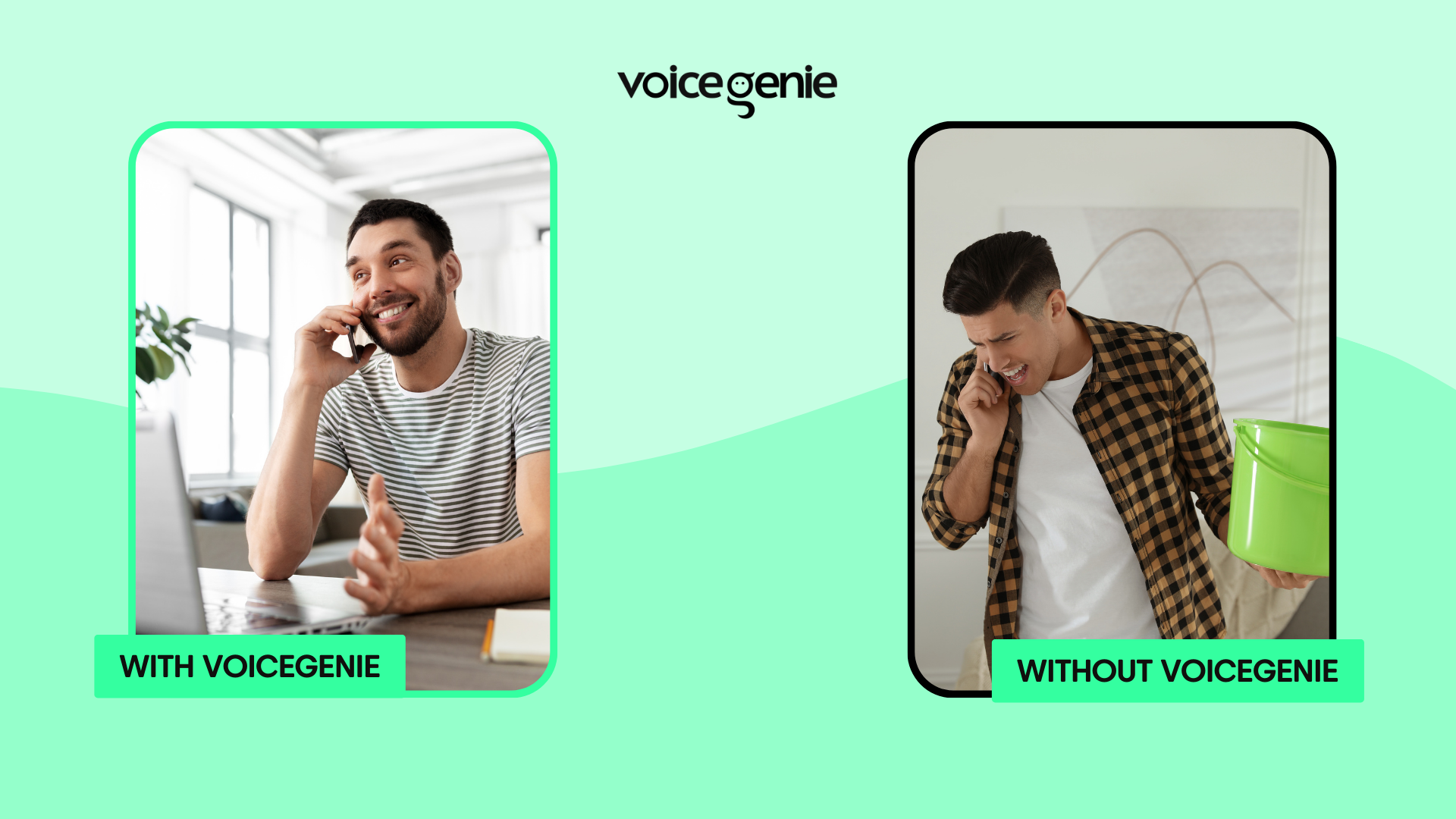 CX with and without VoiceGenie (AI Voice bot)