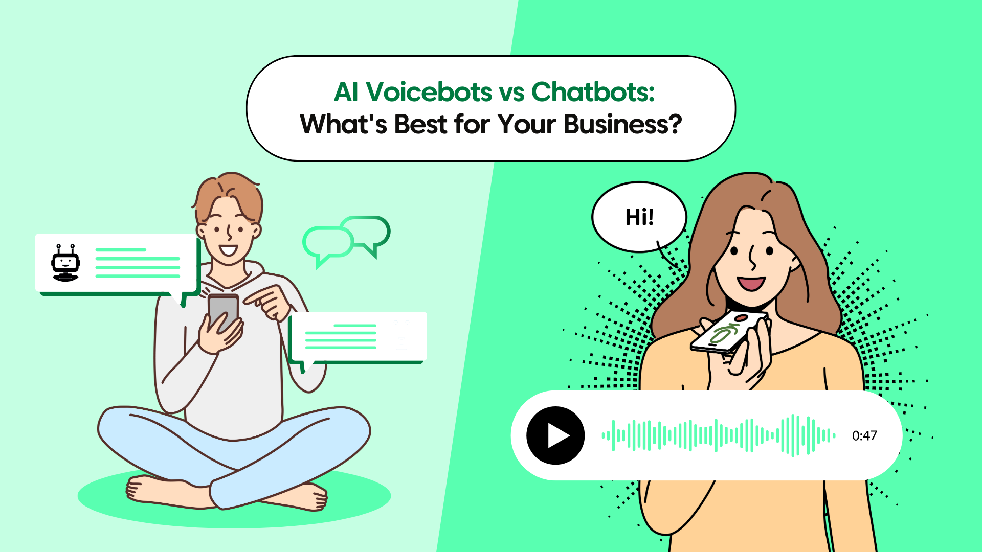 An image showing the head-to-head comparison of voice bot and chatbot
